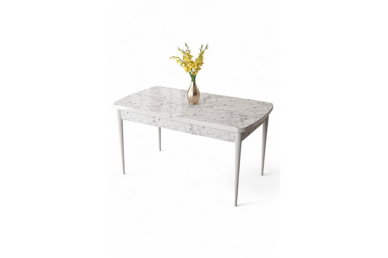 Ostwerwal Matbord 132 cm Rektangulär, Vit Marmor/Vit
