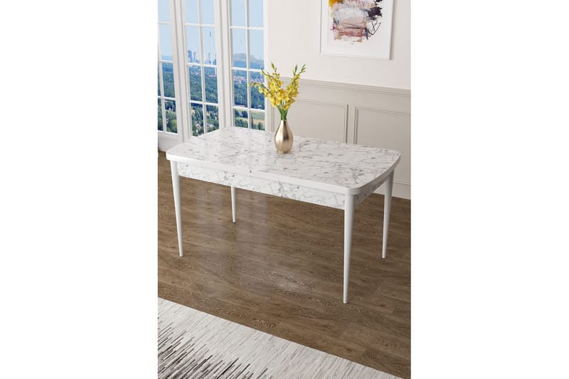 Ostwerwal Matbord 132 cm Rektangulär - Vit Marmor/Vit - Möbler - Matplats - Matbord & köksbord