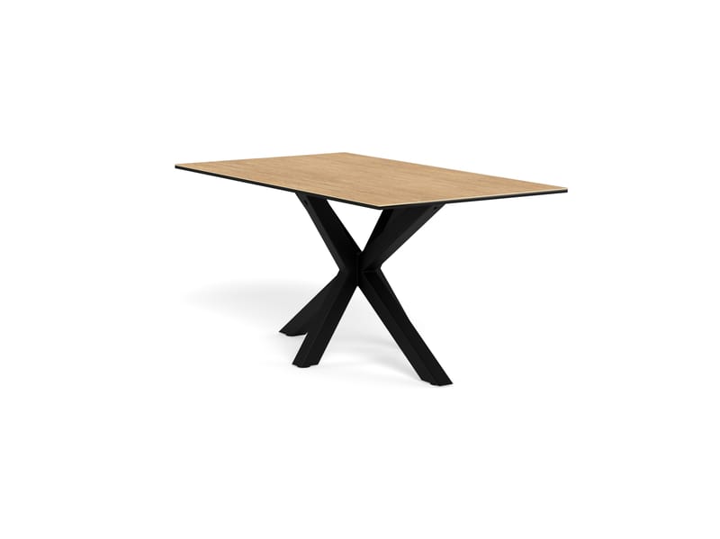 Parkins Rektangulärt Matbord 160 cm i Glas med Keramikskiva, Ek- och Metallutseende, Svart
