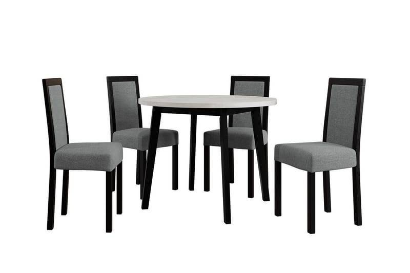 Patrickswell Matgrupp Svart/Vit/Grå - Matgrupp & matbord med stolar