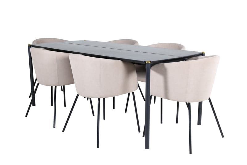 Pelle Matgrupp 190 cm Rektangul�är med 6 Berit stolar - Beige - Möbler - Matplats - Matgrupp & matbord med stolar