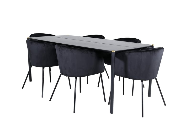 Pelle Matgrupp 190 cm Rektangul�är med 6 Berit stolar - Svart - Möbler - Matplats - Matgrupp & matbord med stolar