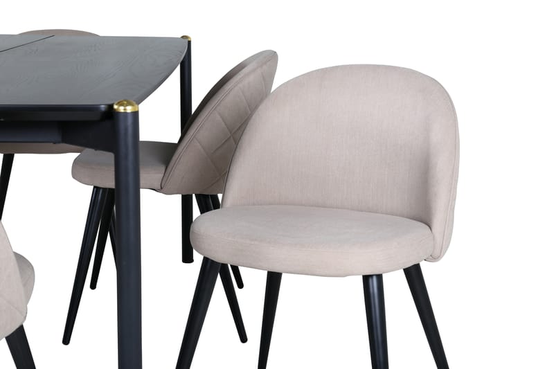 Pelle Matgrupp 190 cm Rektangulär med 6 Velvet stolar - Beige - Möbler - Matplats - Matgrupp & matbord med stolar