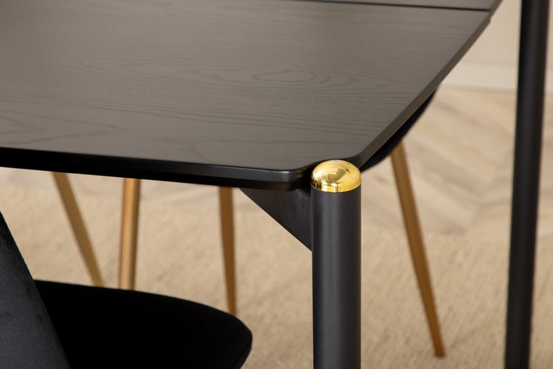 Pelle Matgrupp 190 cm Rektangulär med 6 Polar stolar - Svart/Guld - Möbler - Matplats - Matgrupp & matbord med stolar