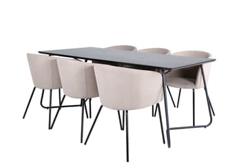 Petra Matbord 190 cm med 6 Berit Karmstol med Armstöd - Möbler - Matplats - Matgrupp & matbord med stolar
