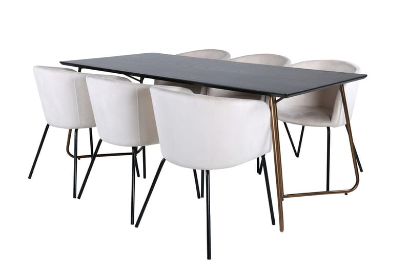 Petra Matbord 190 cm med 6 Berit Karmstol Sammet med Armstöd - Möbler - Matplats - Matgrupp & matbord med stolar