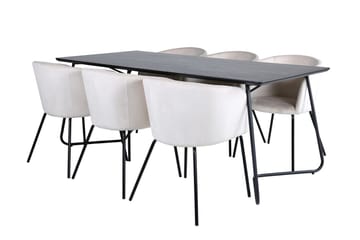 Petra Matbord 190 cm med 6 Berit Karmstol Sammet med Armstöd - Möbler - Matplats - Matgrupp & matbord med stolar