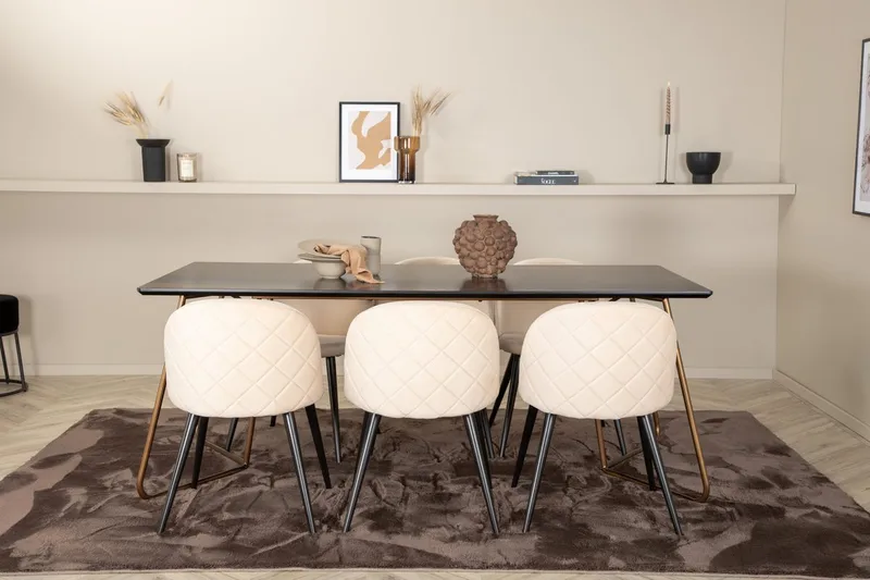 Petra Matbord 190 cm med 6 Velvet Stitches Matstol