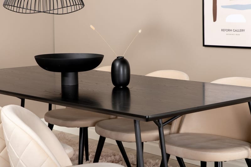Petra Matbord 190 cm med 6 Velvet Stitches Matstol - Möbler - Matplats - Matgrupp & matbord med stolar