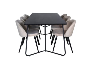 Petra Matbord 190 cm med 6 Velvet Stitches Matstol - Möbler - Matplats - Matgrupp & matbord med stolar