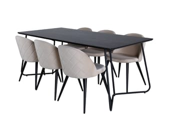 Petra Matbord 190 cm med 6 Velvet Stitches Matstol - Möbler - Matplats - Matgrupp & matbord med stolar