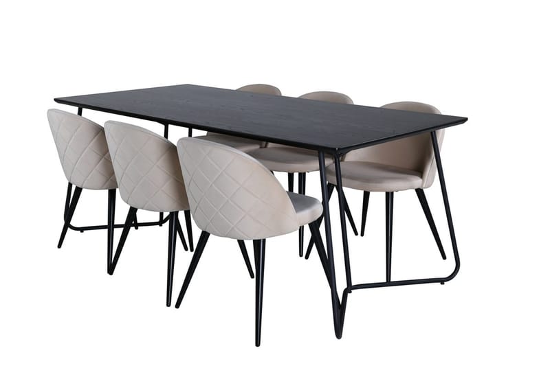 Petra Matbord 190 cm med 6 Velvet Stitches Matstol - Möbler - Matplats - Matgrupp & matbord med stolar