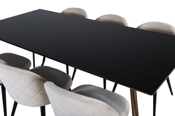 Petra Matbord 190 cm med 6 Velvet Stitches Matstol - Möbler - Matplats - Matgrupp & matbord med stolar