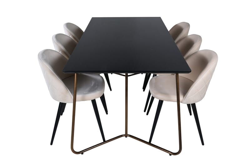 Petra Matbord 190 cm med 6 Velvet Stitches Matstol - Möbler - Matplats - Matgrupp & matbord med stolar