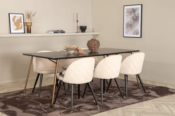 Petra Matbord 190 cm med 6 Velvet Stitches Matstol - Möbler - Matplats - Matgrupp & matbord med stolar