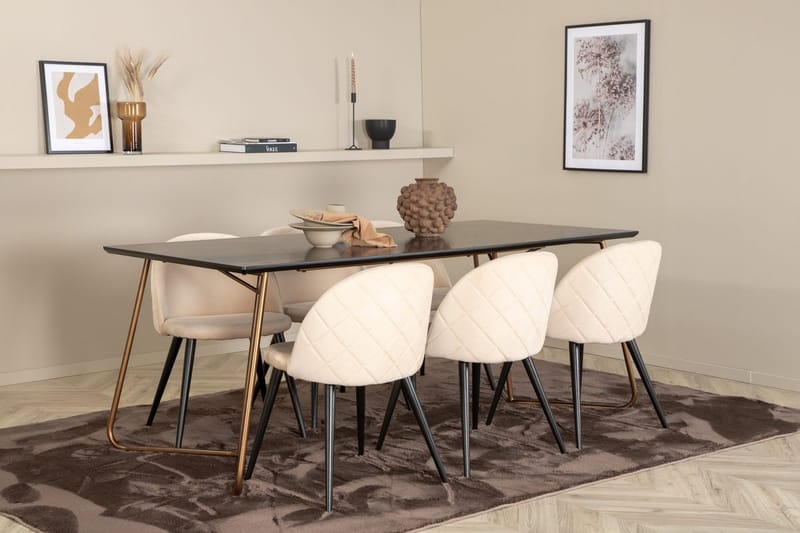Petra Matbord 190 cm med 6 Velvet Stitches Matstol - Möbler - Matplats - Matgrupp & matbord med stolar