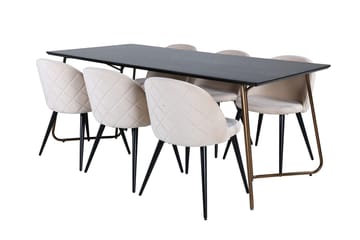 Petra Matbord 190 cm med 6 Velvet Stitches Matstol - Möbler - Matplats - Matgrupp & matbord med stolar