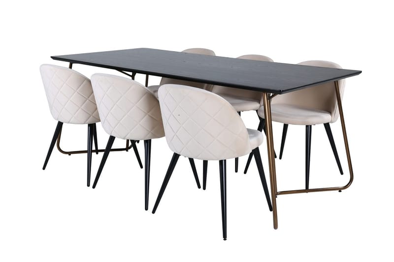 Petra Matbord 190 cm med 6 Velvet Stitches Matstol - Möbler - Matplats - Matgrupp & matbord med stolar