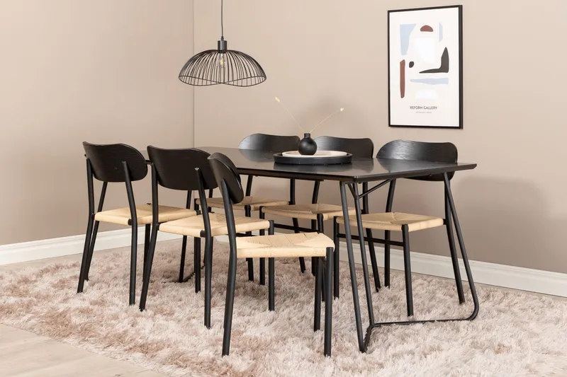 Petra Matbord 190 cm med 6 Polly Matstol