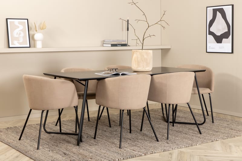 Petra Matgrupp 190 cm Rektangulär med 6 Berit stolar - Beige - Möbler - Matplats - Matgrupp & matbord med stolar