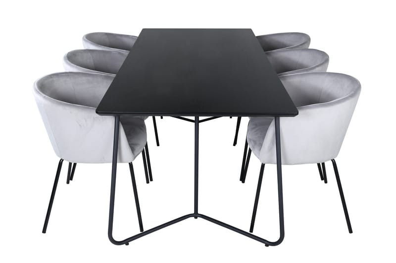 Petra Matgrupp 190 cm Rektangulär med 6 Berit stolar - Svart - Möbler - Matplats - Matgrupp & matbord med stolar