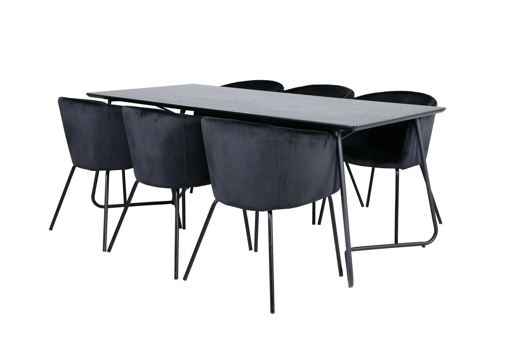 Petra Matgrupp 190 cm Rektangulär med 6 Berit stolar - Svart - Möbler - Matplats - Matgrupp & matbord med stolar