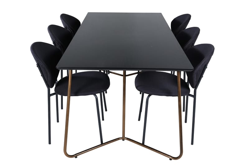Petra Matgrupp 190 cm Rektangulär med 6 Vault stolar - Svart - Möbler - Matplats - Matgrupp & matbord med stolar