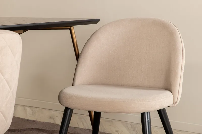 Petra Matgrupp 190 cm Rektangulär med 6 Velvet stolar - Beige - Möbler - Matplats - Matgrupp & matbord med stolar