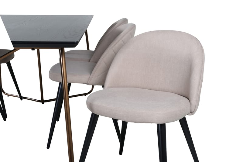 Petra Matgrupp 190 cm Rektangulär med 6 Velvet stolar - Beige - Möbler - Matplats - Matgrupp & matbord med stolar
