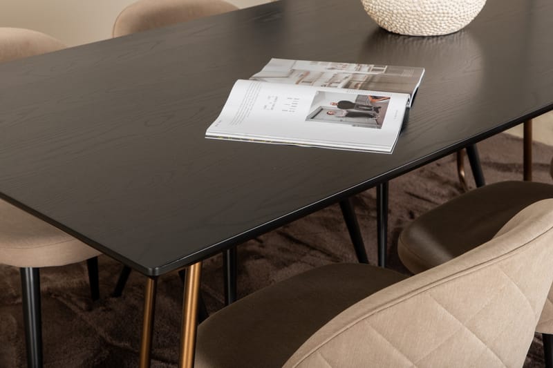 Petra Matgrupp 190 cm Rektangulär med 6 Velvet stolar - Beige - Möbler - Matplats - Matgrupp & matbord med stolar