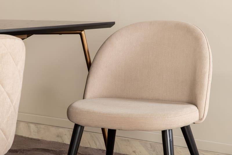 Petra Matgrupp 190 cm Rektangulär med 6 Velvet stolar - Beige - Möbler - Matplats - Matgrupp & matbord med stolar