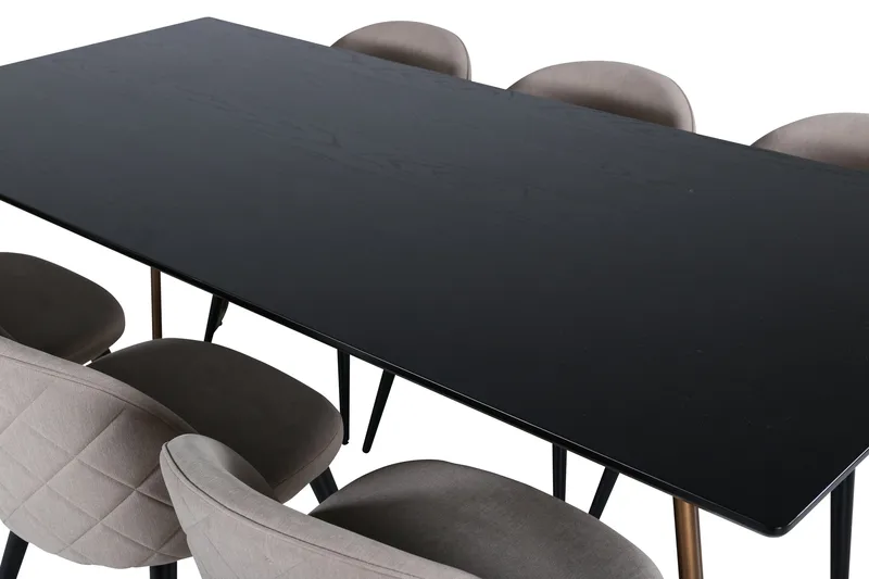 Petra Matgrupp 190 cm Rektangulär med 6 Velvet stolar - Beige - Möbler - Matplats - Matgrupp & matbord med stolar