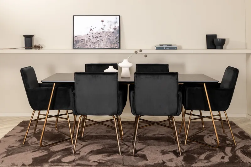 Petra Matgrupp 190 cm Rektangulär med 6 Petra stolar - Svart - Möbler - Matplats - Matgrupp & matbord med stolar