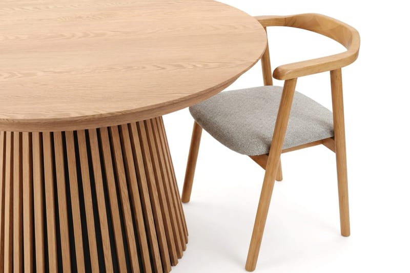 Peyra Förlängningsbart runt 120-220 cm Ek med 4 Jolie Matstolar - Ek/Beige - Möbler - Matplats - Matgrupp & matbord med stolar
