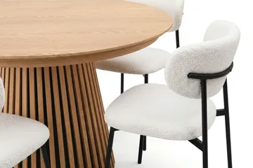 Peyra Förlängningsbart runt 120-220 cm Ek med 4 Lucy Matstolar - Ek - Möbler - Matplats - Matgrupp & matbord med stolar