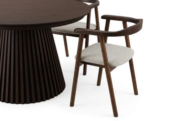 Peyra Förlängningsbart runt 120-220 cm Rökt Ek med 4 Jolie Matstolar - Rökt ek - Möbler - Matplats - Matgrupp & matbord med stolar