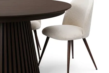 Peyra Förlängningsbart runt 120-220 cm Rökt Ek med 4 Nibe Plus Matstolar - Rökt Ek/Vit - Möbler - Matplats - Matgrupp & matbord med stolar