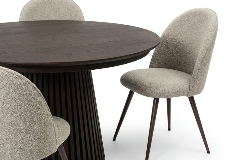 Peyra Förlängningsbart runt 120-220 cm Rökt Ek med 4 Nibe Plus Matstolar - Rökt ek - Möbler - Matplats - Matgrupp & matbord med stolar