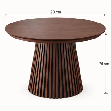 Peyra Förlängningsbart Runt Matbord 120-220 cm i Trä med Valnötsutseende - Brun - Möbler - Matplats - Matbord & köksbord