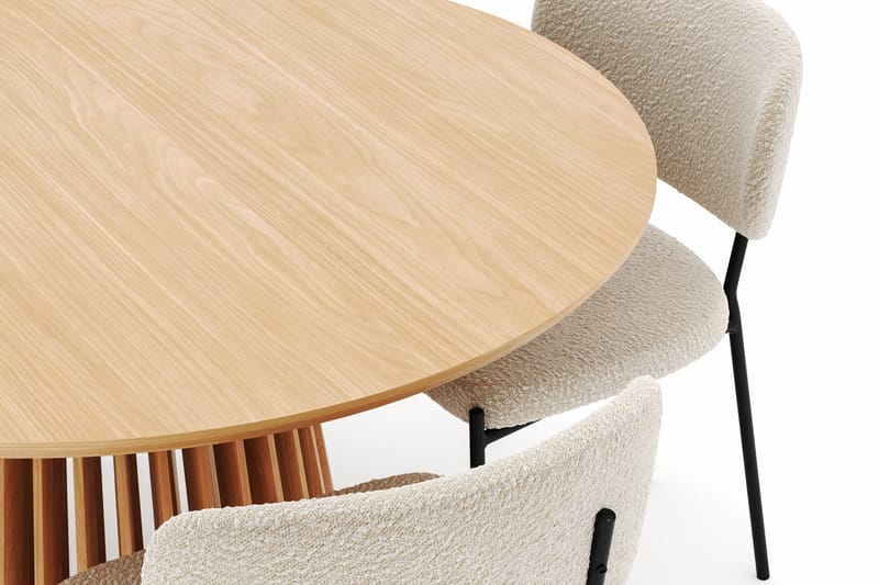 Peyra Matbord 120 cm Rund med 4 Gemmiano Stolar - Natur - Möbler - Matplats - Matgrupp & matbord med stolar