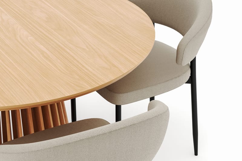 Peyra Matbord 120 cm Rund med 4 Sawako Stolar - Natur - Möbler - Matplats - Matgrupp & matbord med stolar