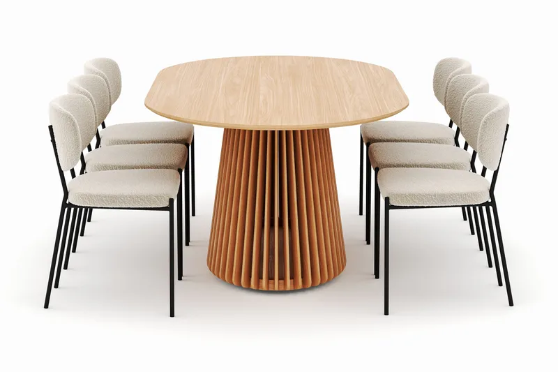 Peyra Matbord 200 cm Oval med 6 Gemmiano Stolar - Natur - Möbler - Matplats - Matgrupp & matbord med stolar