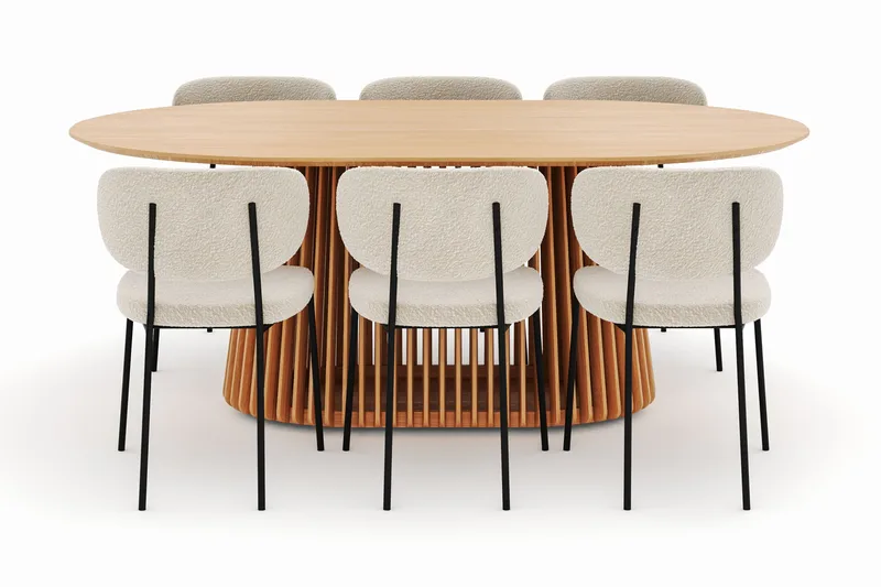 Peyra Matbord 200 cm Oval med 6 Gemmiano Stolar - Natur - Möbler - Matplats - Matgrupp & matbord med stolar