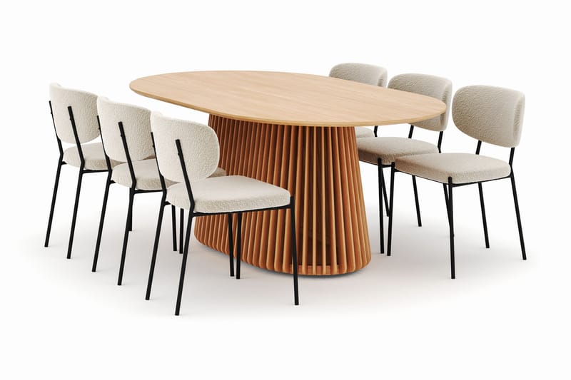 Peyra Matbord 200 cm Oval med 6 Gemmiano Stolar - Natur - Möbler - Matplats - Matgrupp & matbord med stolar