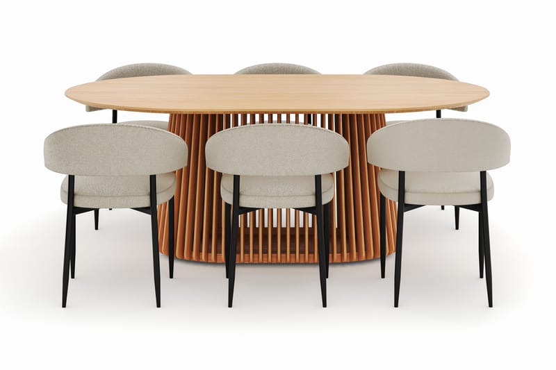 Peyra Matbord 200 cm Oval med 6 Sawako Stolar - Natur - Möbler - Matplats - Matgrupp & matbord med stolar