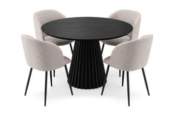 Beige|Svart - Svartlaserad ek