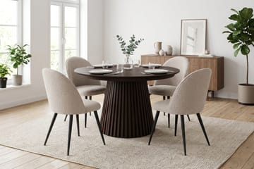 Peyra Matgrupp 120-220 cm förlängningsbart med 4 Nibe Plus Mastolar - Rökt ek - Möbler - Matplats - Matgrupp & matbord med stolar