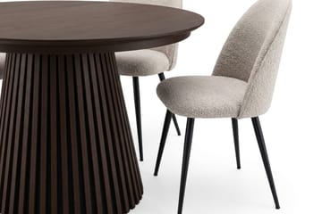 Peyra Matgrupp 120-220 cm förlängningsbart med 4 Nibe Plus Mastolar - Rökt ek - Möbler - Matplats - Matgrupp & matbord med stolar