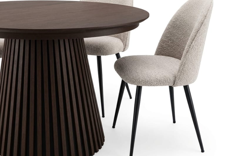Peyra Matgrupp 120-220 cm förlängningsbart med 4 Nibe Plus Mastolar - Rökt ek - Möbler - Matplats - Matgrupp & matbord med stolar