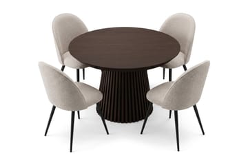 Peyra Matgrupp 120-220 cm förlängningsbart med 4 Nibe Plus Mastolar - Rökt ek - Möbler - Matplats - Matgrupp & matbord med stolar